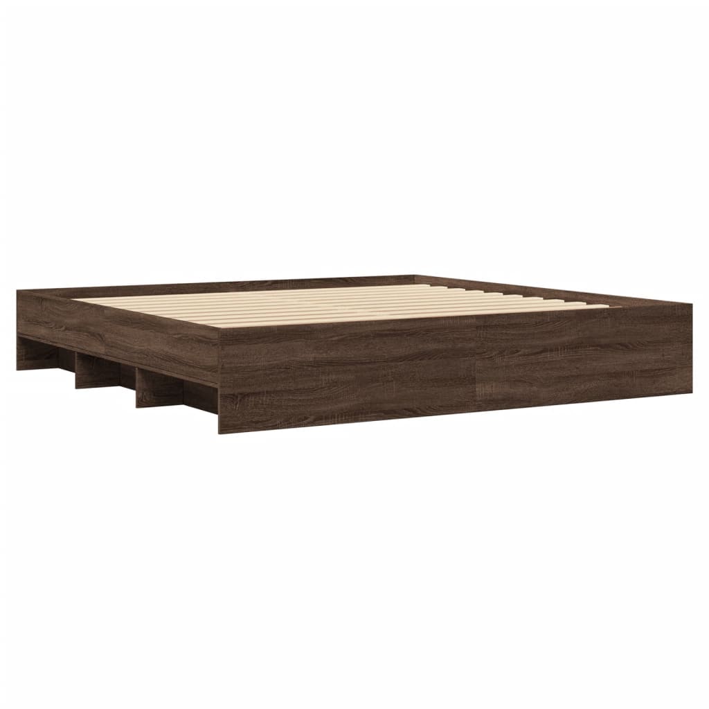 vidaXL Rama łóżka bez materaca Brązowy dąb 200x200 cm Drewno klejone