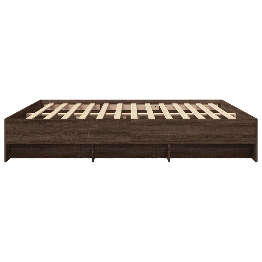 vidaXL Rama łóżka bez materaca Brązowy dąb 200x200 cm Drewno klejone
