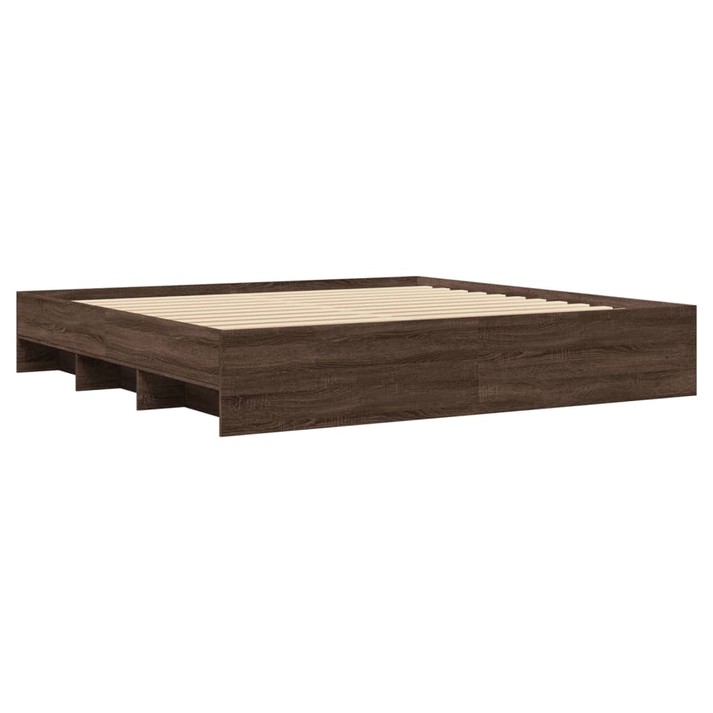 vidaXL Rama łóżka bez materaca Brązowy dąb 200x200 cm Drewno klejone