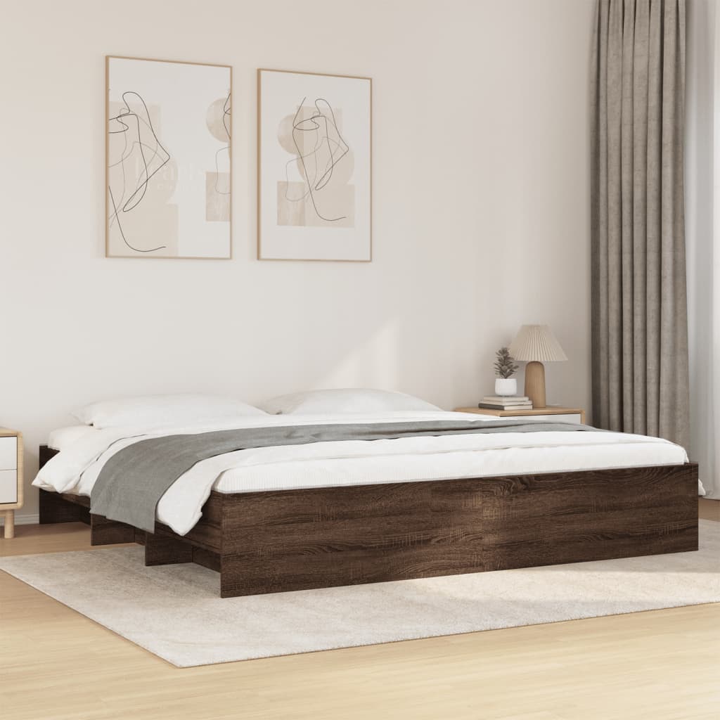 vidaXL Rama łóżka bez materaca Brązowy dąb 200x200 cm Drewno klejone