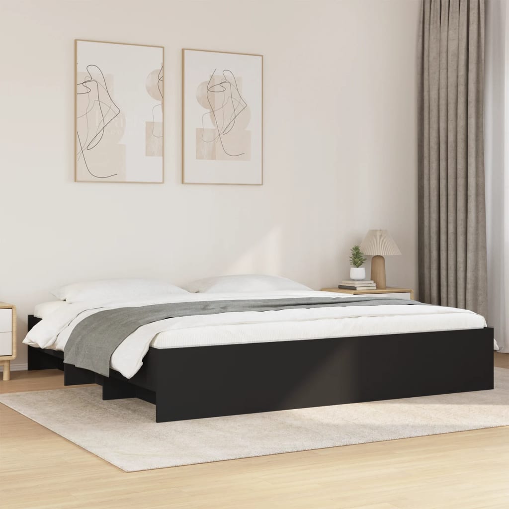 vidaXL Rama łóżka bez materaca Czarna 180x200cm Drewno klejone