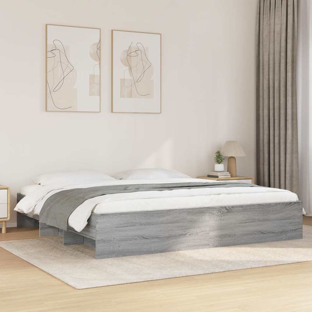 vidaXL Rama łóżka bez materaca Szary Sonoma 180x200cm Drewno klejone
