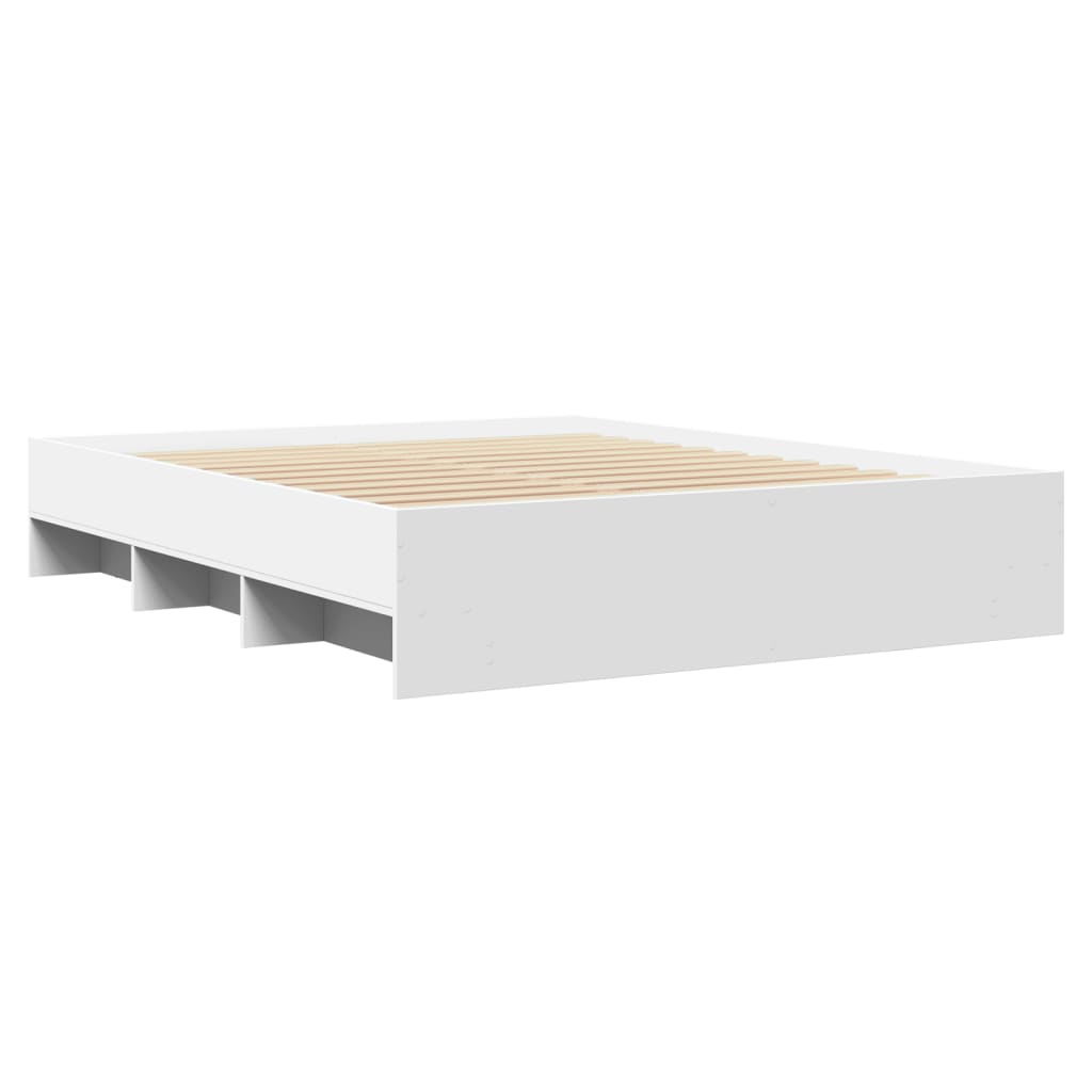 vidaXL Rama łóżka bez materaca Biała 160x200cm Drewno klejone