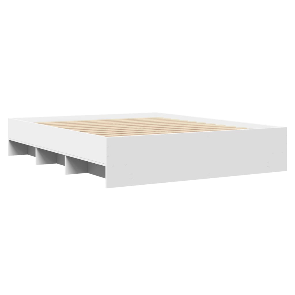 vidaXL Rama łóżka bez materaca Biała 160x200cm Drewno klejone