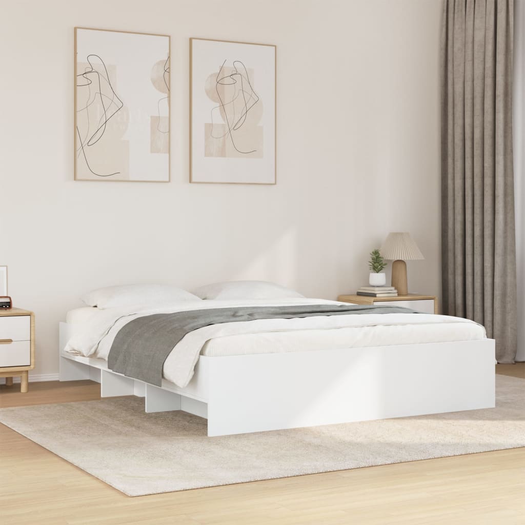 vidaXL Rama łóżka bez materaca Biała 160x200cm Drewno klejone