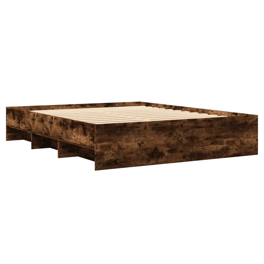 vidaXL Rama łóżka bez materaca dąb wędzony 160x200cm drewno klejone