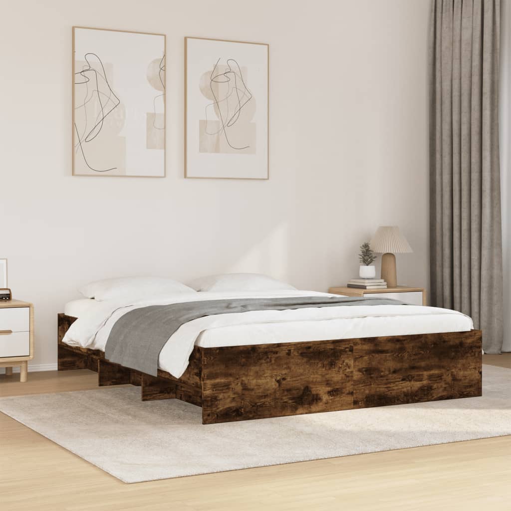 vidaXL Rama łóżka bez materaca dąb wędzony 160x200cm drewno klejone
