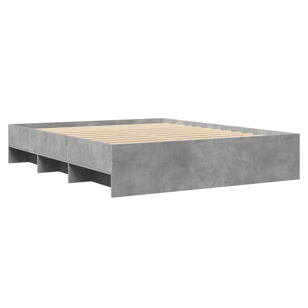 vidaXL Rama łóżka, szarość betonu, 150x200 cm, materiał drewnopochodny