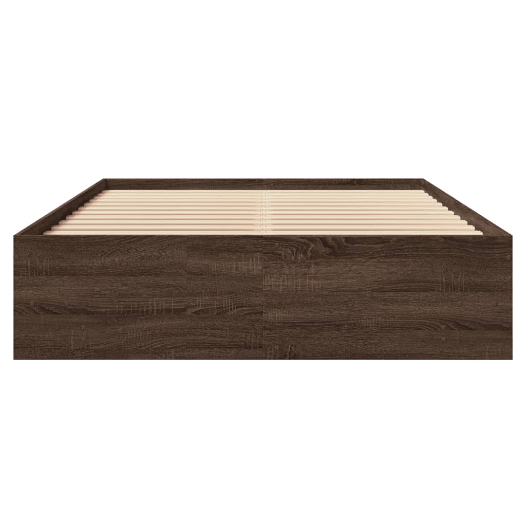 vidaXL Rama łóżka, brązowy dąb, 135x190 cm, materiał drewnopochodny