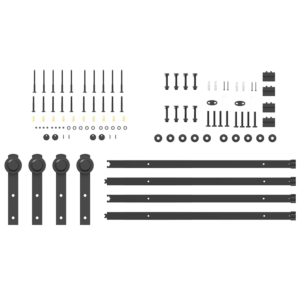 vidaXL System do montażu drzwi przesuwnych, 213,5 cm, stal, czarny