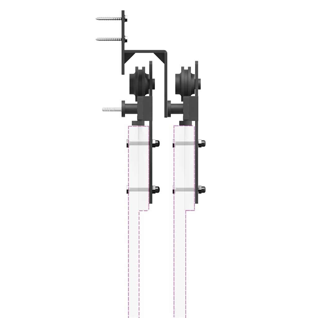 vidaXL System do montażu drzwi przesuwnych, 213,5 cm, stal, czarny