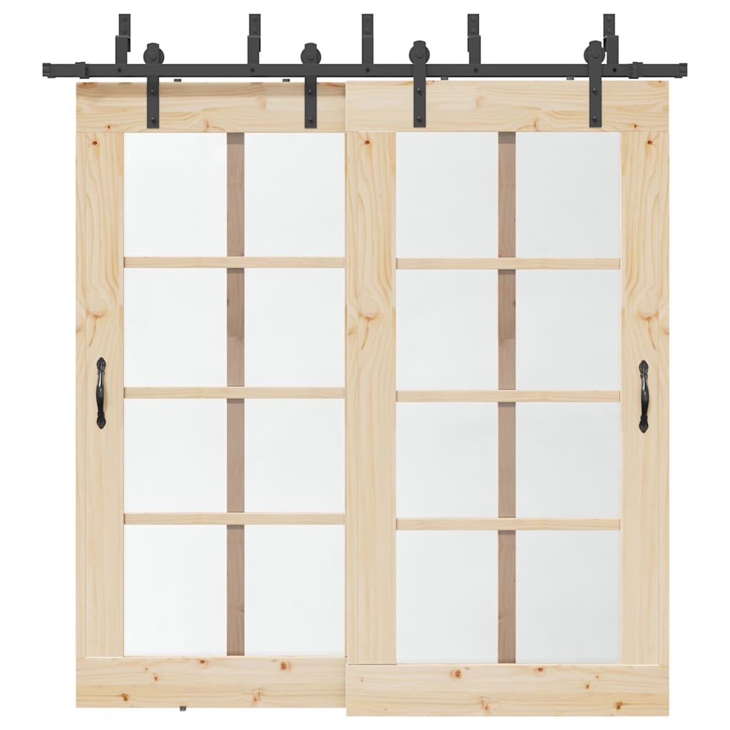 vidaXL System do montażu drzwi przesuwnych, 213,5 cm, stal, czarny