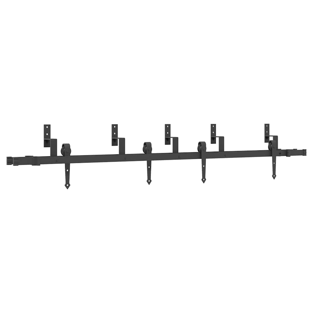 vidaXL System do montażu drzwi przesuwnych, 213,5 cm, stal, czarny