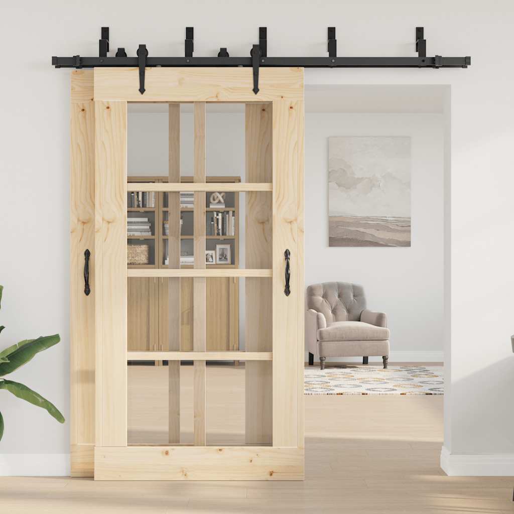 vidaXL System do montażu drzwi przesuwnych, 213,5 cm, stal, czarny