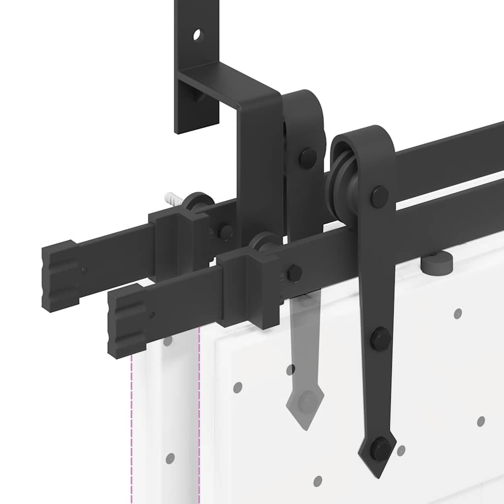 vidaXL System do montażu drzwi przesuwnych, 213,5 cm, stal, czarny