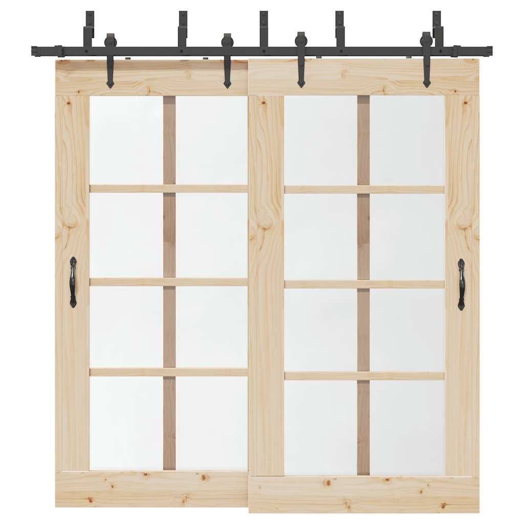 vidaXL System do montażu drzwi przesuwnych, 213,5 cm, stal, czarny