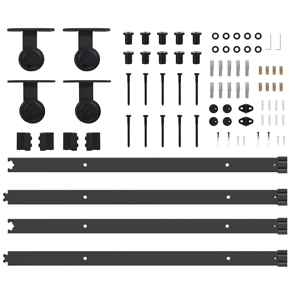 vidaXL System do montażu drzwi przesuwnych, 152,5 cm, stal, czarny