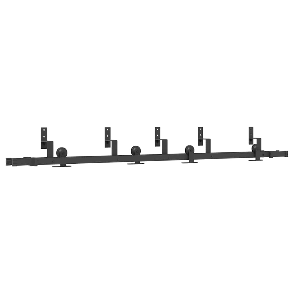 vidaXL System do montażu drzwi przesuwnych, 213,5 cm, stal, czarny