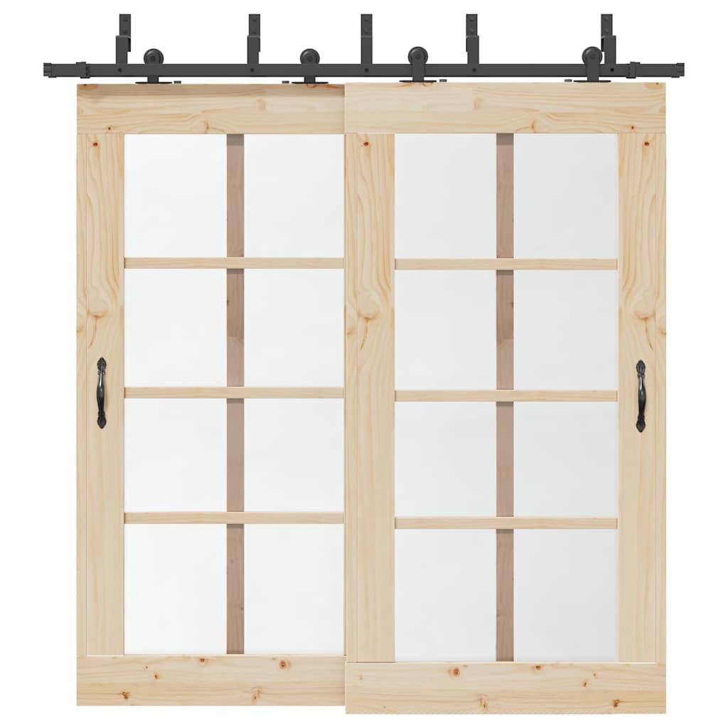 vidaXL System do montażu drzwi przesuwnych, 213,5 cm, stal, czarny