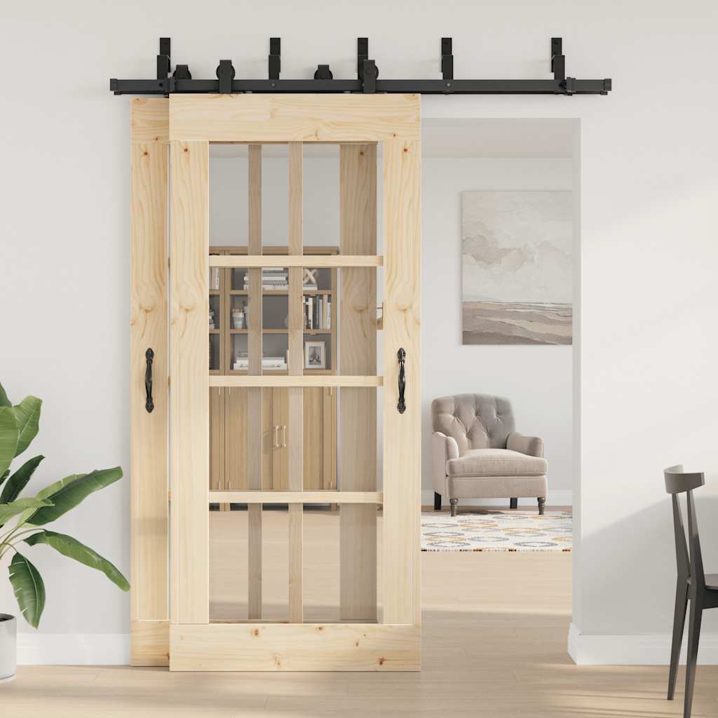 vidaXL System do montażu drzwi przesuwnych, 183 cm, stal, czarny