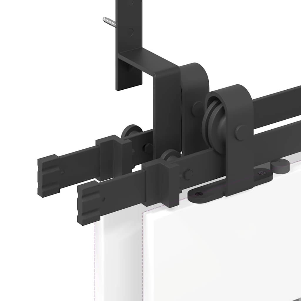 vidaXL System do montażu drzwi przesuwnych, 183 cm, stal, czarny