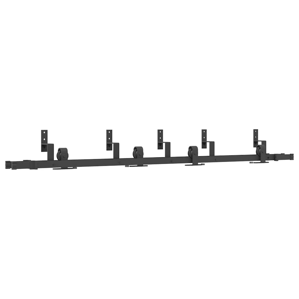vidaXL System do montażu drzwi przesuwnych, 213,5 cm, stal, czarny