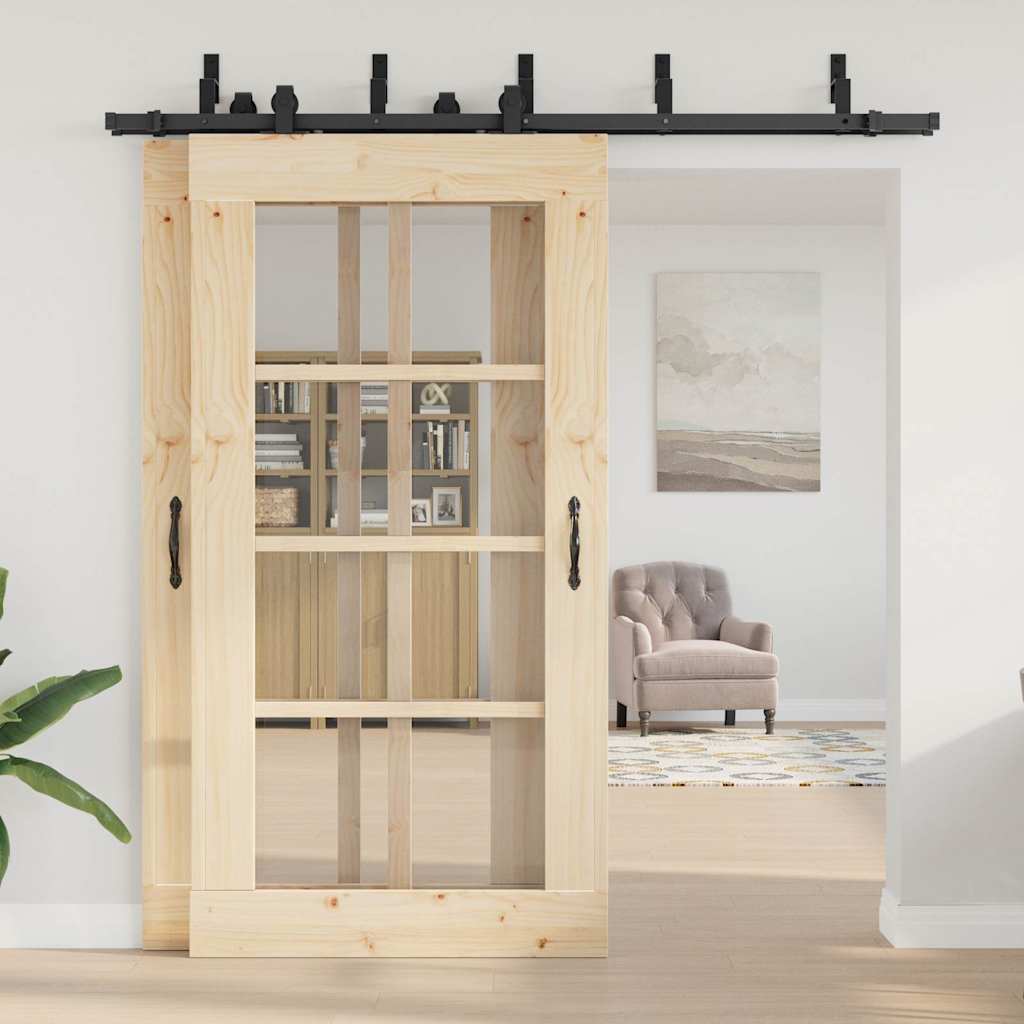 vidaXL System do montażu drzwi przesuwnych, 213,5 cm, stal, czarny