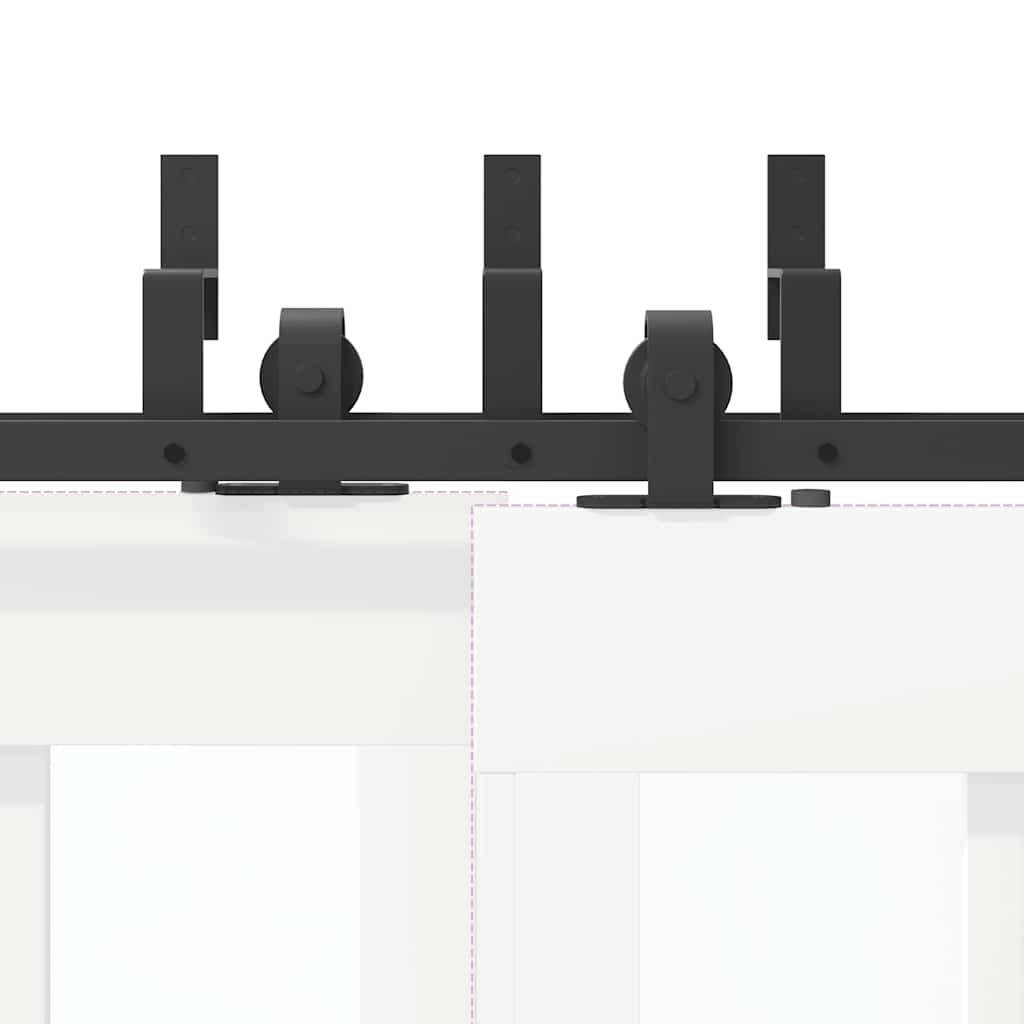 vidaXL System do montażu drzwi przesuwnych, 213,5 cm, stal, czarny