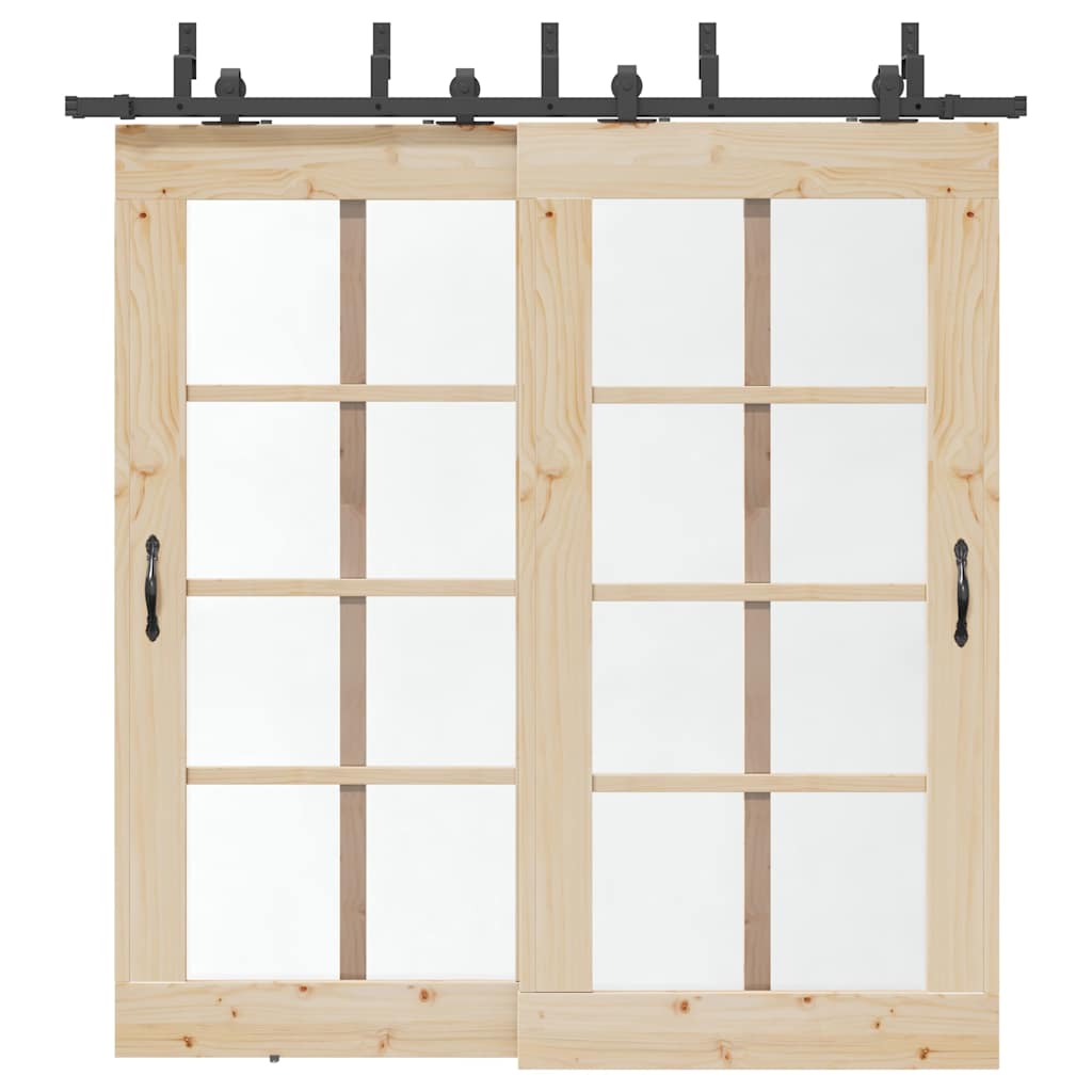 vidaXL System do montażu drzwi przesuwnych, 213,5 cm, stal, czarny