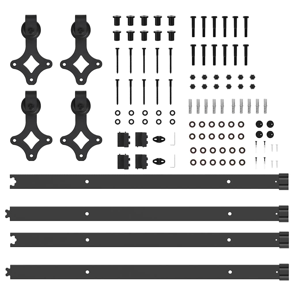 vidaXL System do montażu drzwi przesuwnych, 152,5 cm, stal, czarny
