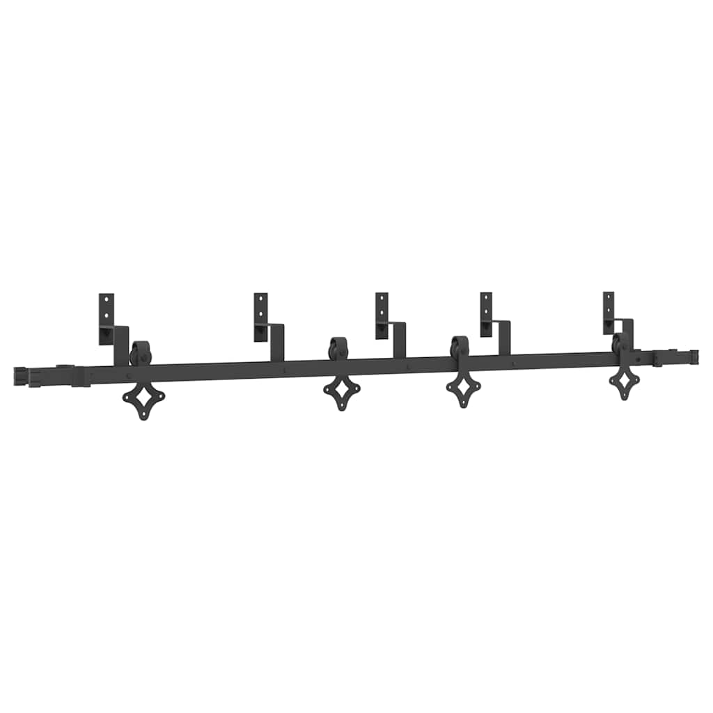 vidaXL System do montażu drzwi przesuwnych, 213,5 cm, stal, czarny