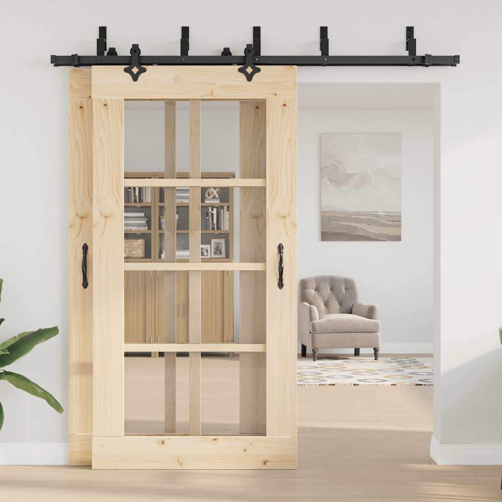 vidaXL System do montażu drzwi przesuwnych, 213,5 cm, stal, czarny