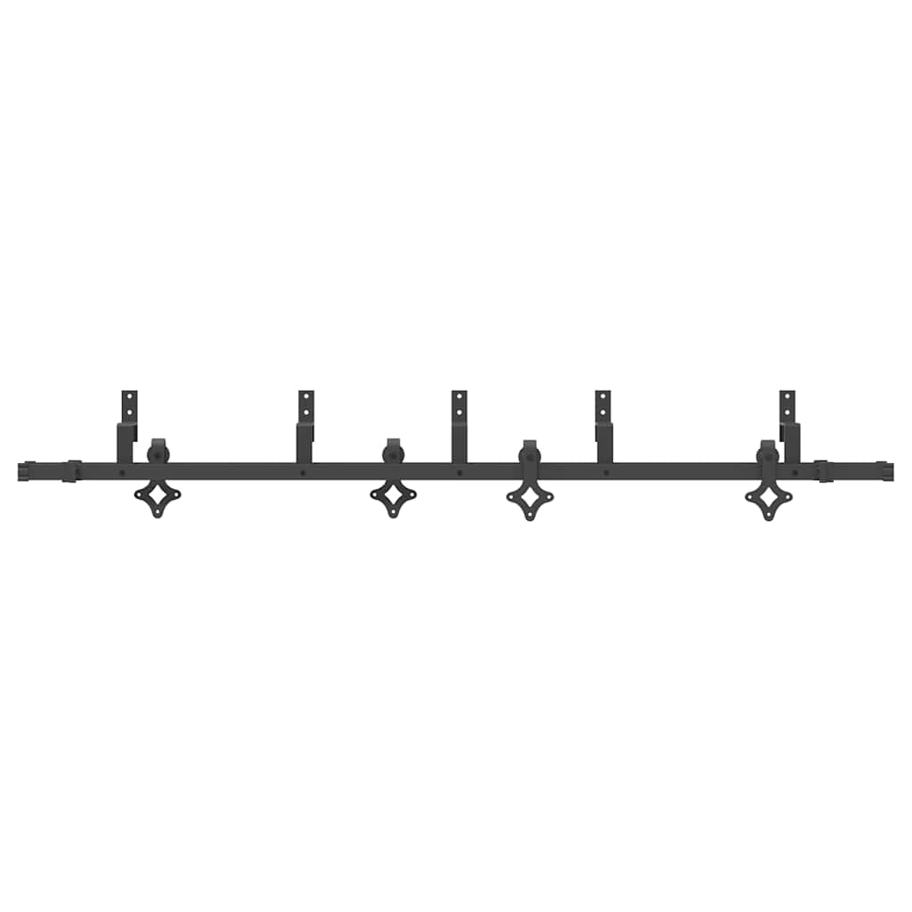 vidaXL System do montażu drzwi przesuwnych, 213,5 cm, stal, czarny