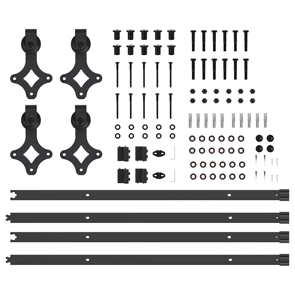 vidaXL System do montażu drzwi przesuwnych, 213,5 cm, stal, czarny