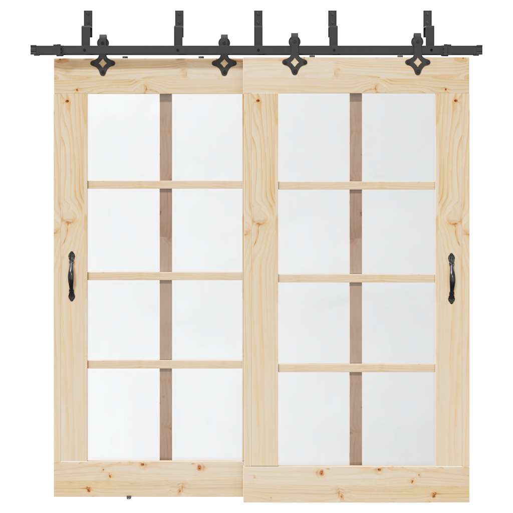 vidaXL System do montażu drzwi przesuwnych, 213,5 cm, stal, czarny