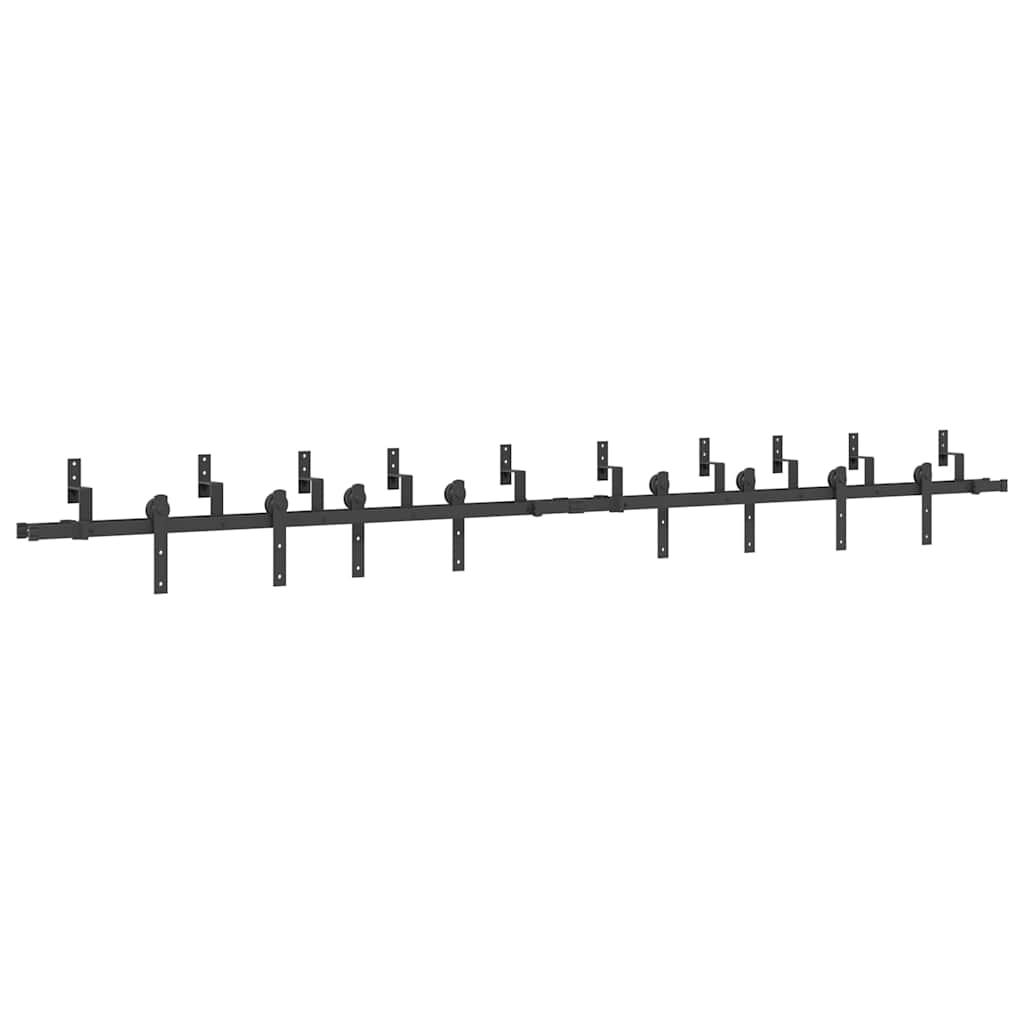 vidaXL System do montażu drzwi przesuwnych, 366 cm, stal, czarny