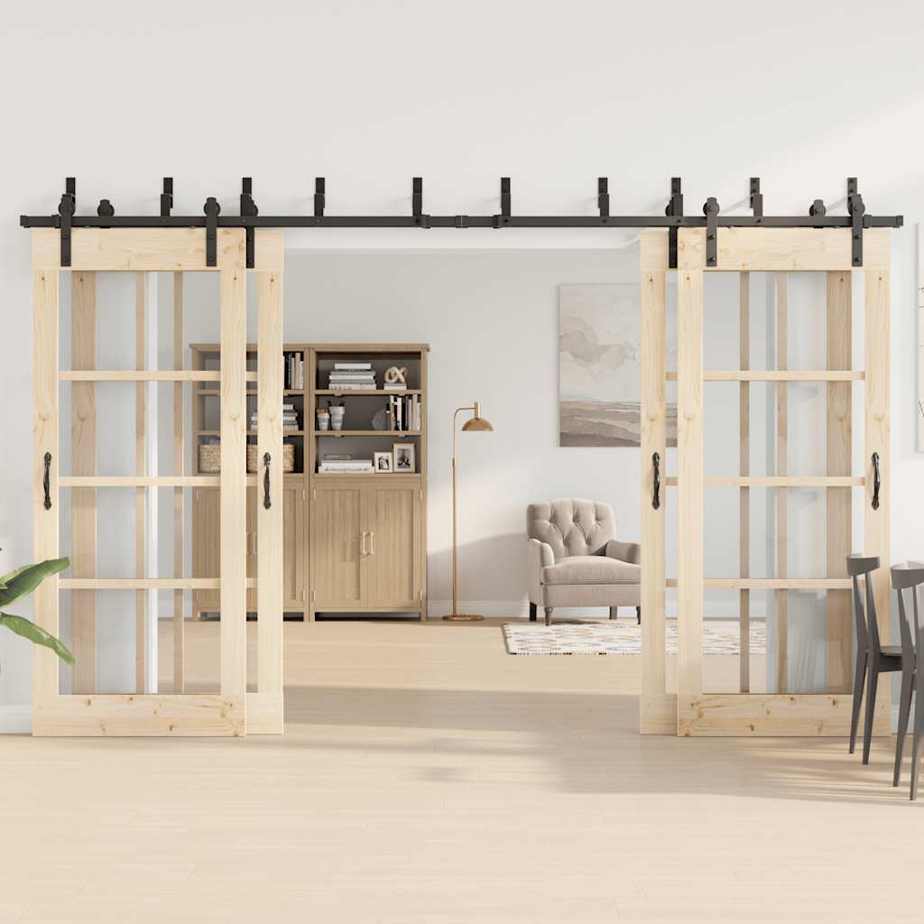 vidaXL System do montażu drzwi przesuwnych, 366 cm, stal, czarny