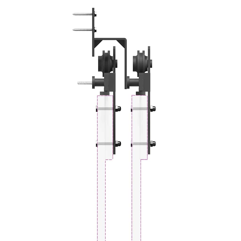 vidaXL System do montażu drzwi przesuwnych, 366 cm, stal, czarny