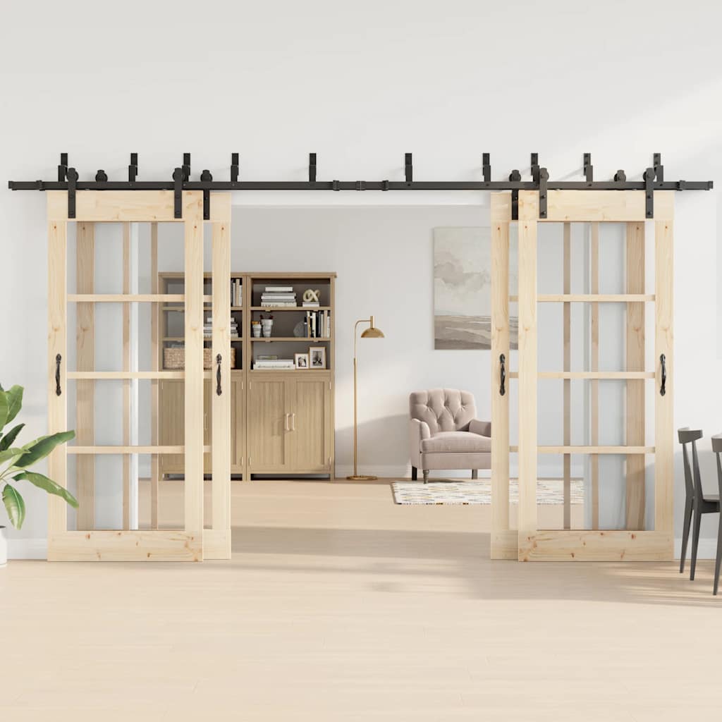 vidaXL System do montażu drzwi przesuwnych, 400 cm, stal, czarny