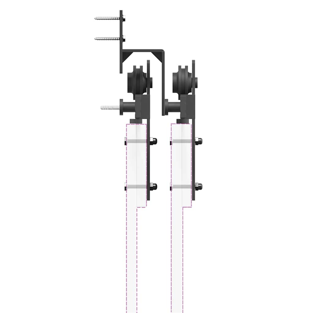 vidaXL System do montażu drzwi przesuwnych, 305 cm, stal, czarny