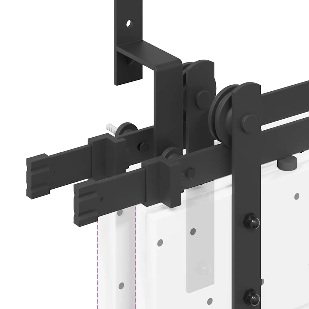 vidaXL System do montażu drzwi przesuwnych, 305 cm, stal, czarny