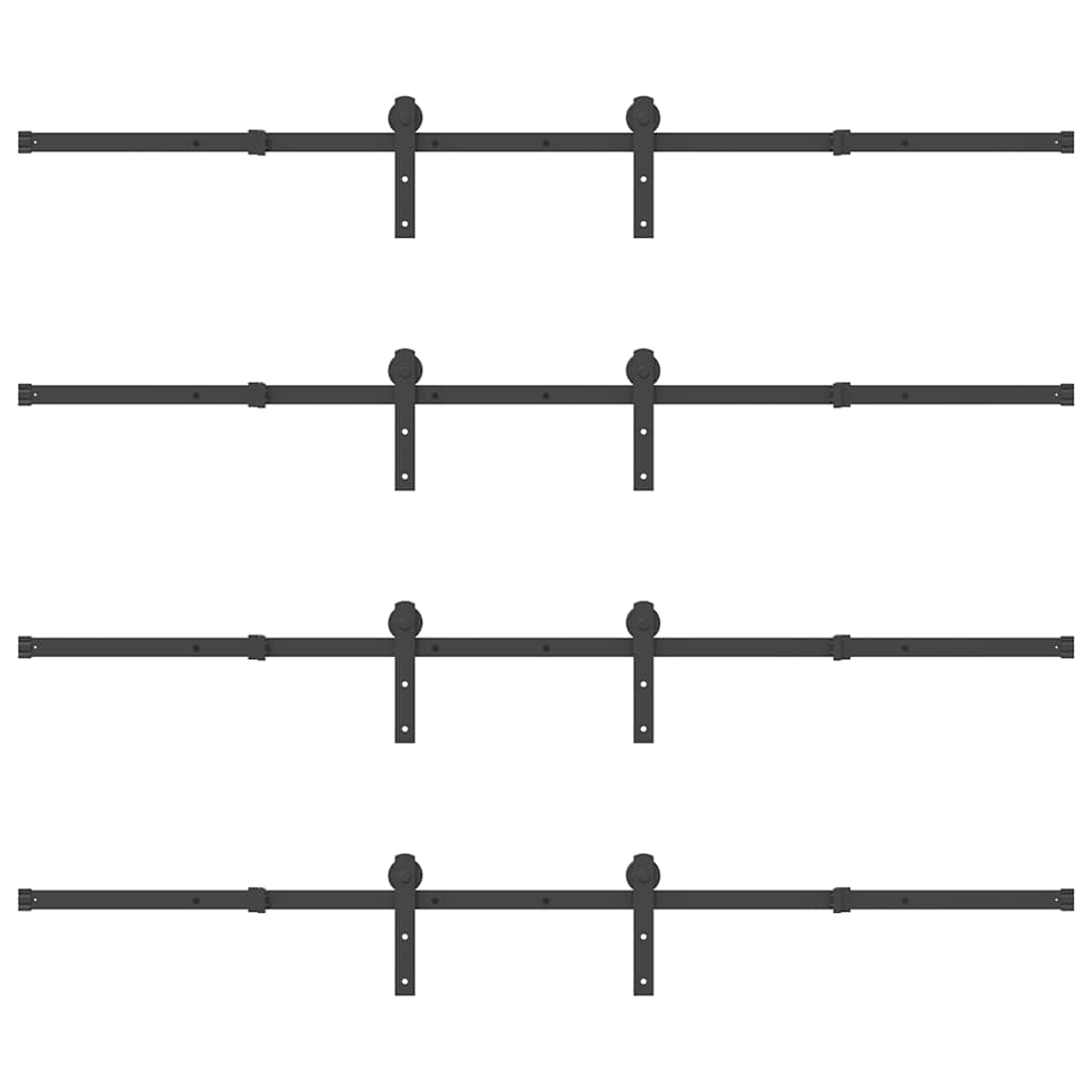 vidaXL System do montażu drzwi przesuwnych, 427 cm, stal, czarny