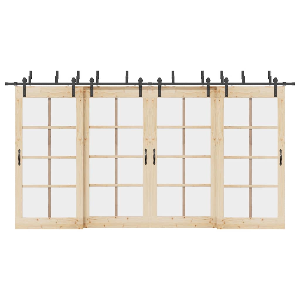 vidaXL System do montażu drzwi przesuwnych, 427 cm, stal, czarny