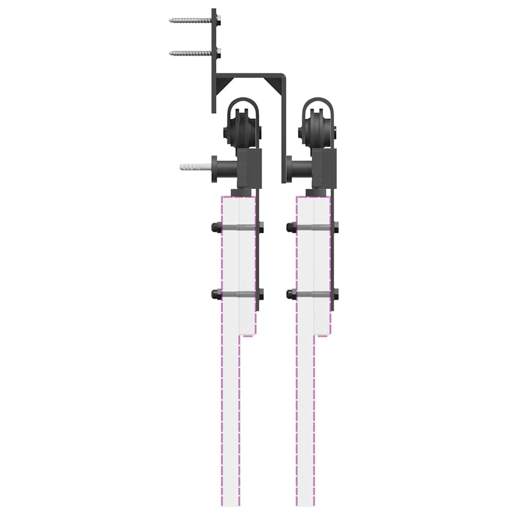 vidaXL System do montażu drzwi przesuwnych, 427 cm, stal, czarny