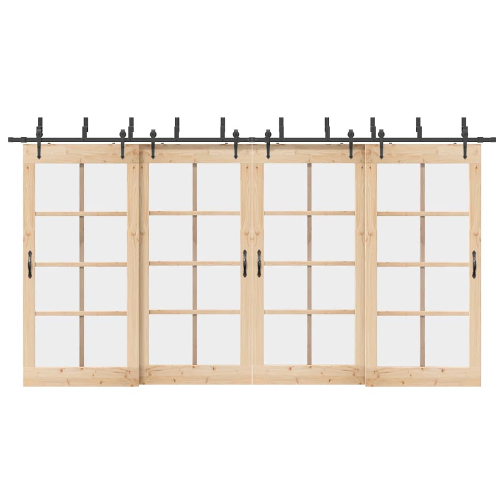vidaXL System do montażu drzwi przesuwnych, 427 cm, stal, czarny