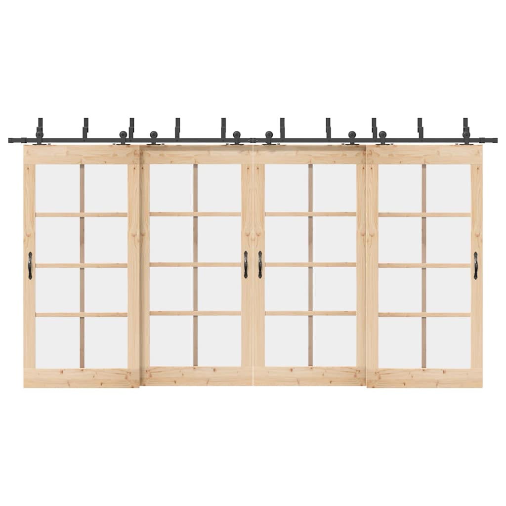 vidaXL System do montażu drzwi przesuwnych, 427 cm, stal, czarny
