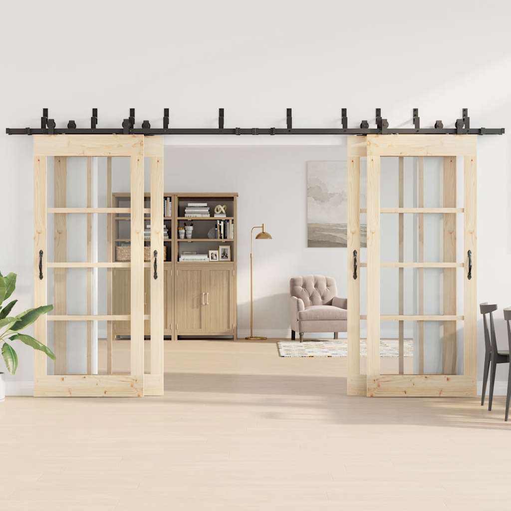 vidaXL System do montażu drzwi przesuwnych, 400 cm, stal, czarny