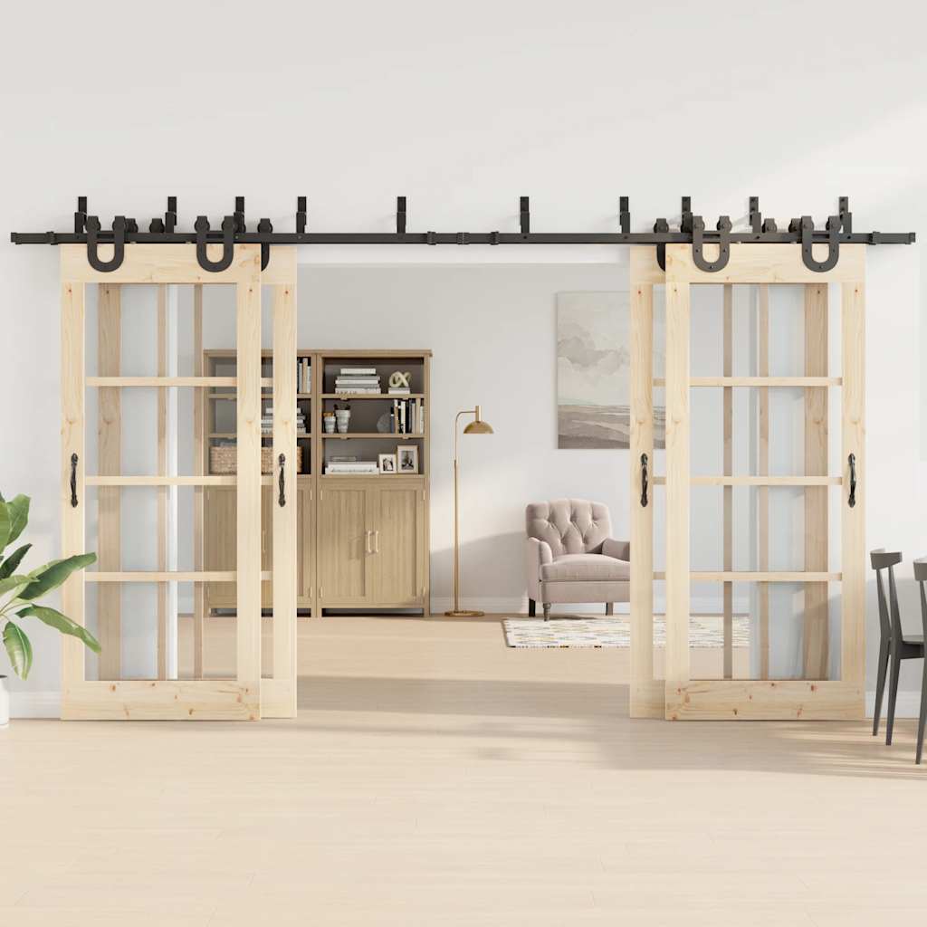 vidaXL System do montażu drzwi przesuwnych, 400 cm, stal, czarny