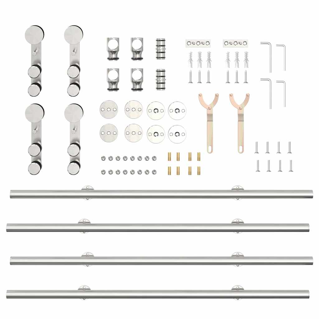 vidaXL System do mocowania drzwi przesuwnych, 183 cm, stal, srebrny