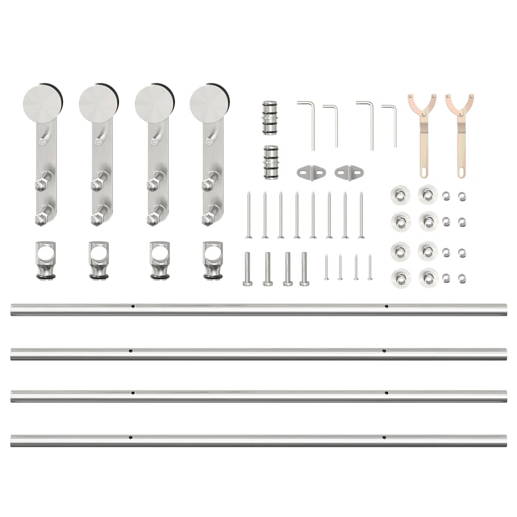 vidaXL System do mocowania drzwi przesuwnych, 183 cm, stal, srebrny